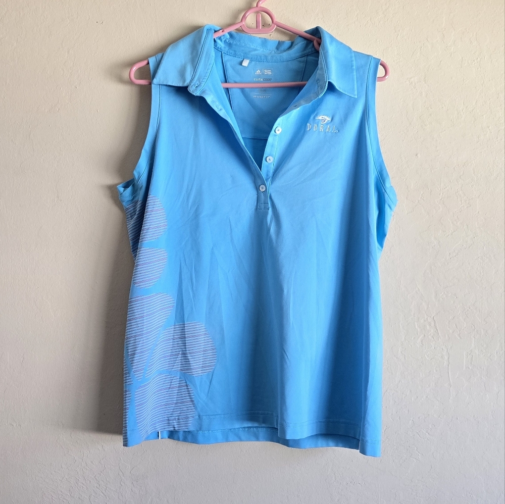Adidas golf blue Clima Cool Floral Athletic tank size large Sleeveless Top